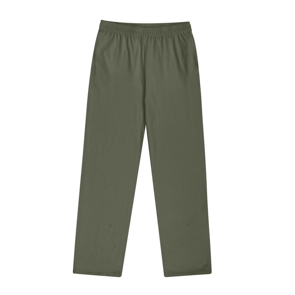 Men's Cotton Knitted Pants Solid Color Sweatpants With Pockets