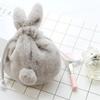 Kingsie Fluffy Rabbit Makeup Drawstring Bag for Cosmetics and Travel Pouch, (Gray)