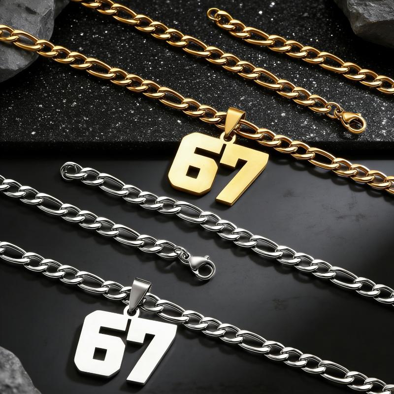 67 Halskette Mode Punk Tag Buchstabe Edelstahl Anhänger Halsketten Für Männer Frauen Schmuck Sportlichkeit Geschenk·