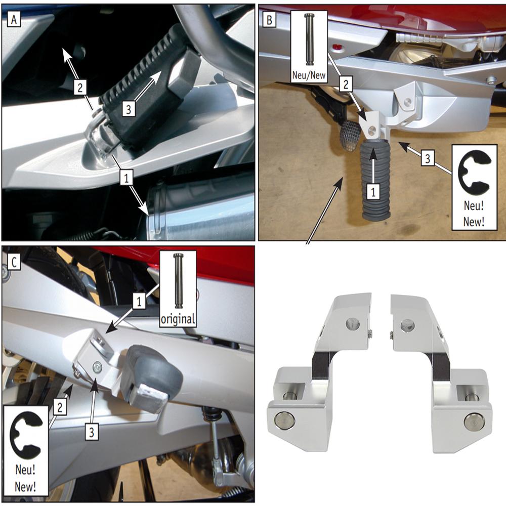 New For BMW R1250RT R1200RT 2005 - 2013 R1200RT LC 2014 - Rider Foot Pegs Motorcycle Footpeg Lowering Kit R 1250 RT R 1200 RT