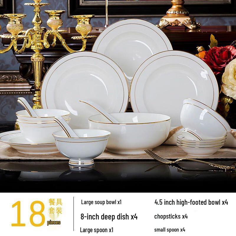 Gold Inlaid Jade Ceramic Dinnerware Collection
