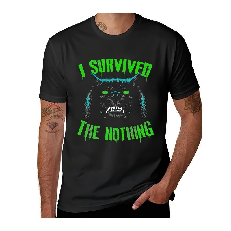 

Европейские размеры Я пережил Ничто Бесконечную историю Футболка Винтажная одежда Мужские Смешные футболки S чёрный