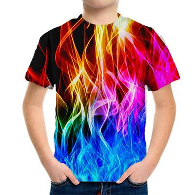 2024 Baby Clothes 3D Lightning Printed Clothes Child Boy Children Top Round Neck Boys T Shirts Boy's Shirt Children's Clothing