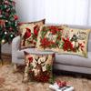 Christmas Pillow Covers 18x18 Inch Linen Linen Couch Cushion Holiday Pillow Covers For Sofa Bed Farmhouse Winter Bedroom Living
