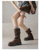 Thick-soled piled boots women's 0000 new winter niche Maillard fashion short boots thick heel pleated British Martin boots