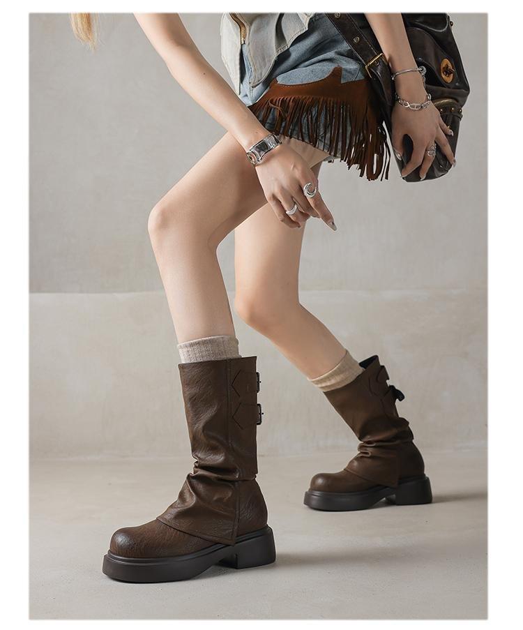 Thick-soled piled boots women's 0000 new winter niche Maillard fashion short boots thick heel pleated British Martin boots