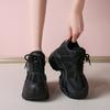 Fashion 7.5CM Women Platform Sneakers Lace-up Autumn Sports Dad Shoes High Top Chunky Casual Shoes Woman Thick Bottom Mesh White Shoes