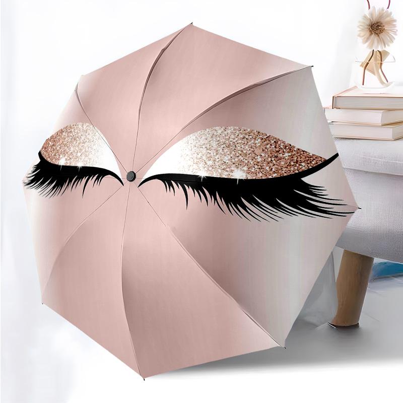 Makeup Girl Series Folding Umbrella Fashion Auto-Open 8 Iron Ribs Plastic Handle Foldable Sunshade Perfect Christmas Gifts