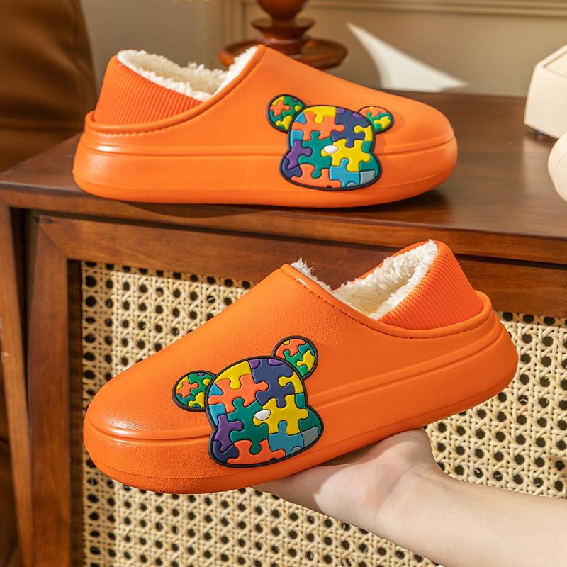 

Водонепроницаемые хлопковые туфли женские сумка каблук толстая подошва верхняя одежда мягкий плюш домашние комнатные термохлопковые тапочки мужские зимние 36-37 [Suitable for 35-36 feet]