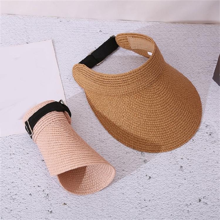 Adjustable Straw Edge Hat With Empty Top Sun Protection Lightweight Travel Hat For Hiking Running