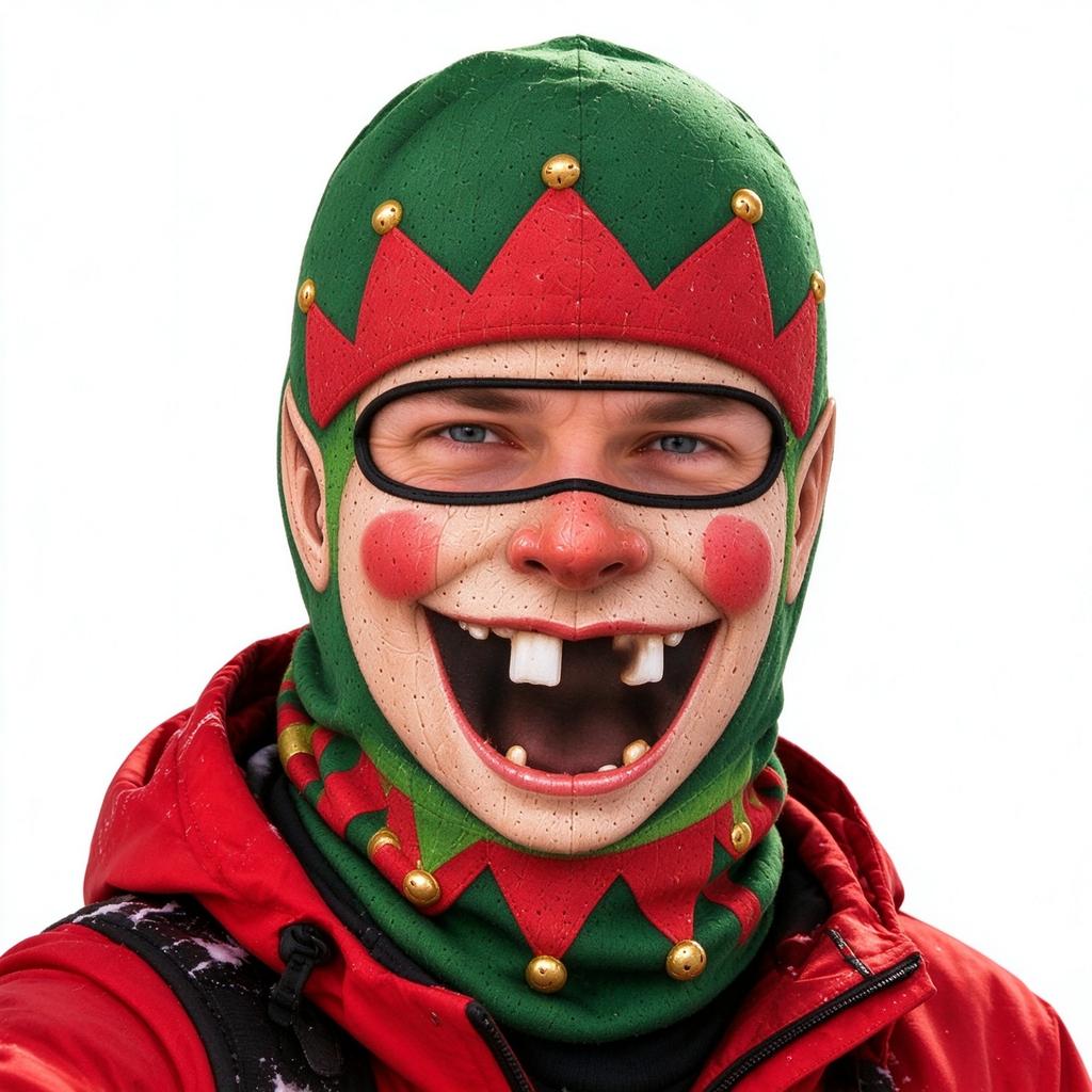 Funny Realistic Old Man Print Ski, 3D Full Face Winter Windproof Hat, Sunglasses Not Included