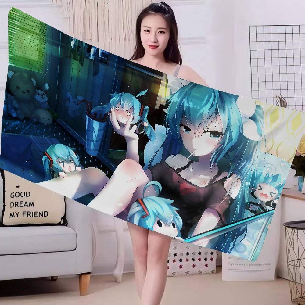 Virtual Singer M-Miku Cute Big Microfiber Beach Towels Quick Dry Towel Sand Beach Towels Pool Towel for Travel Swim Pool Yoga