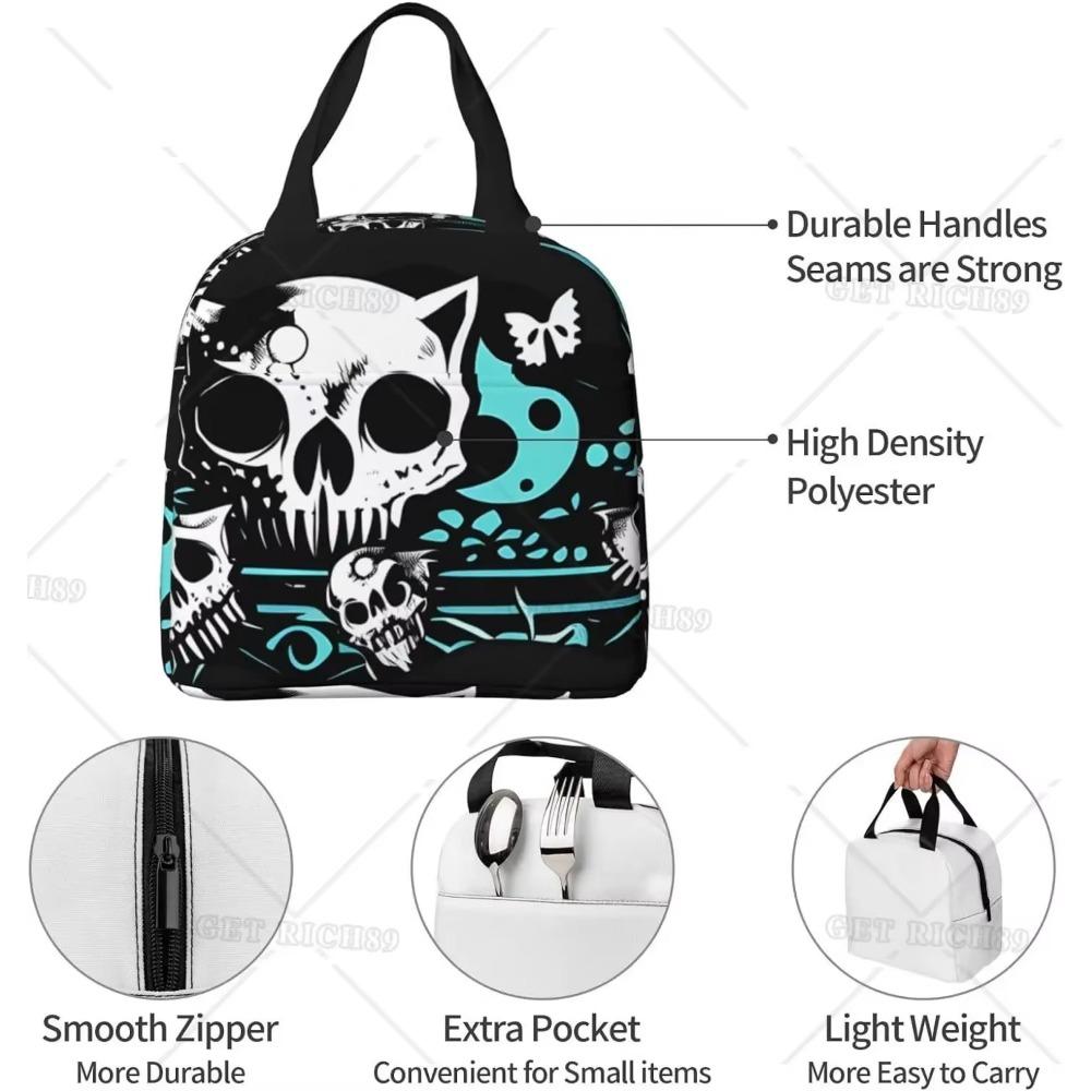 Butterfly Skeleton Cat Insulated Lunch Bag for Women Men, Waterproof Reusable Lunch Cooler Tote,  Lunch Tote for College or Work