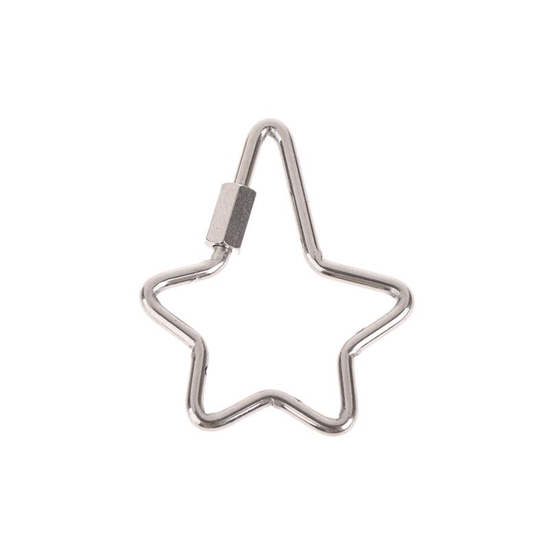 Creative Stainless Steel Star Hexagon Carved Screw Lock Hook Carabiner Keychain Jewelry Diy Clasp