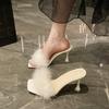 Fairy Wind Fluffy Cool Slippers Female Summer Wear 2025 New Versatile Sexy French Stunning High Heels with Skirt