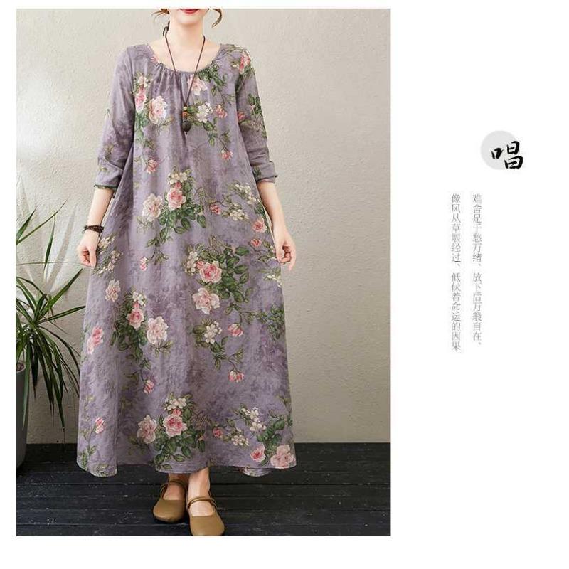 2025 Round Neck Minimalist Long Sleeve Extra Long Dress Resort Style