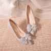 Fashion Aphixta 8cm 6cm Stiletto Heels Wedding Pumps Women Party Shoes Silver Crystal Butterfly Knot Pointed Toe Sexy High Heels
