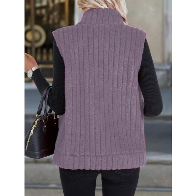 Women S Casual Turn Down Collar Zip Up Vest