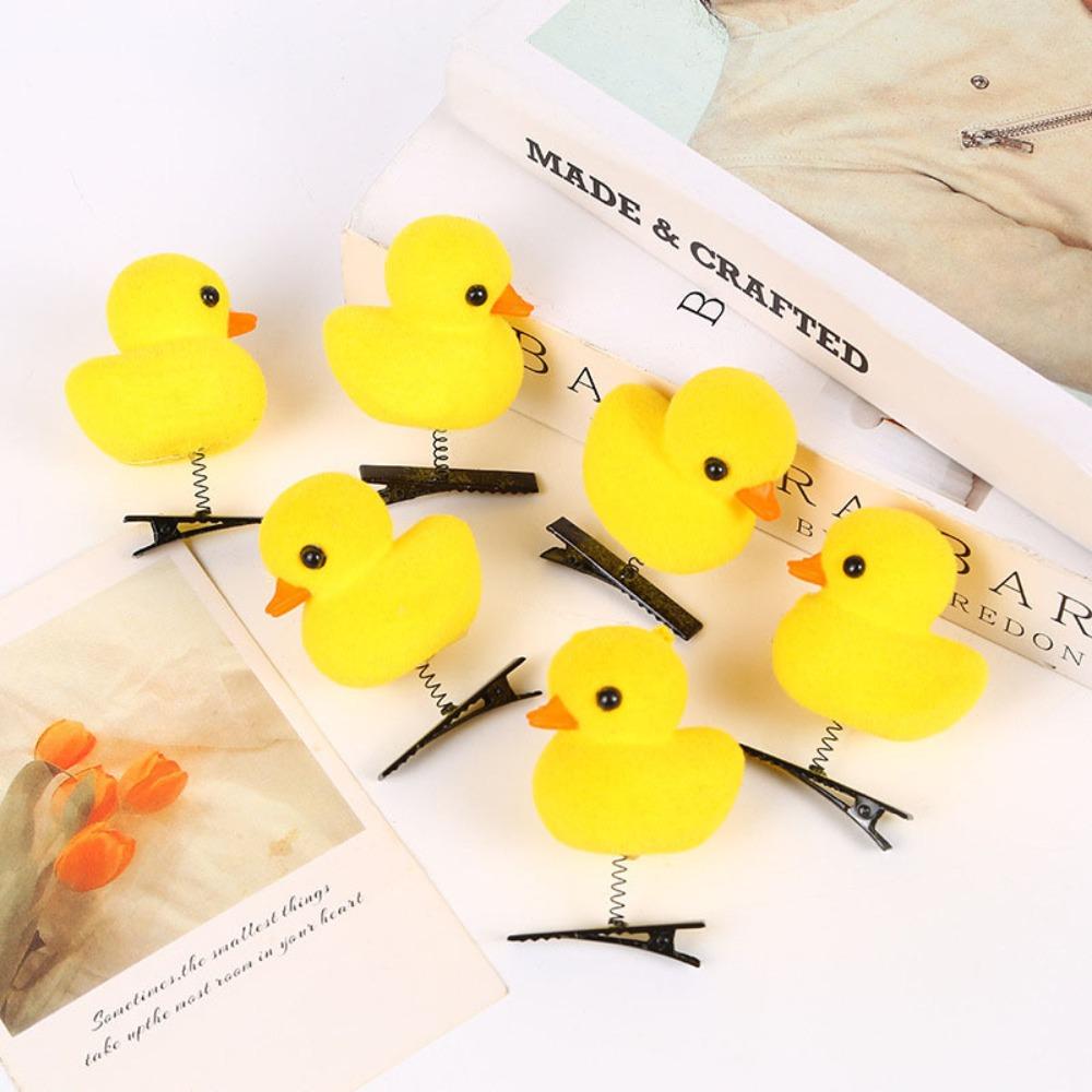 6pcs Cartoon Spring Hair Clip Four Leaf Clover Duckbill Clip Fashion Headdress  Women Girl