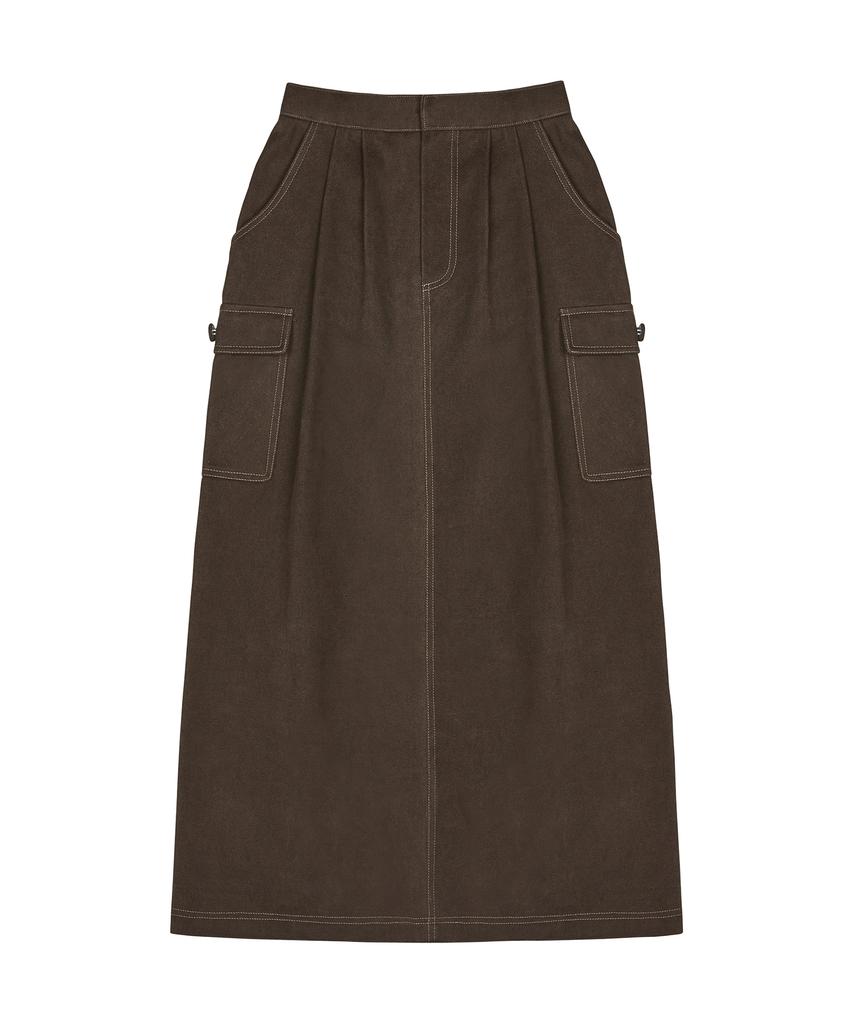 Latizen Lk Pintuck Cotton Skirt(Brown)