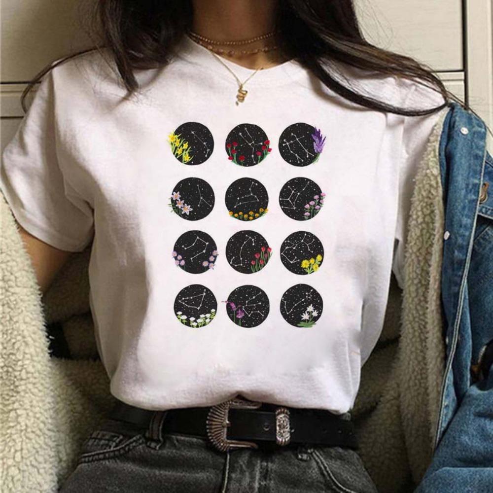 Moon Print T-shirts for Women Harajuku Summer T Shirt New Fashion Black Tops Funny Female T-shirt Casual Tee Woman Clothes