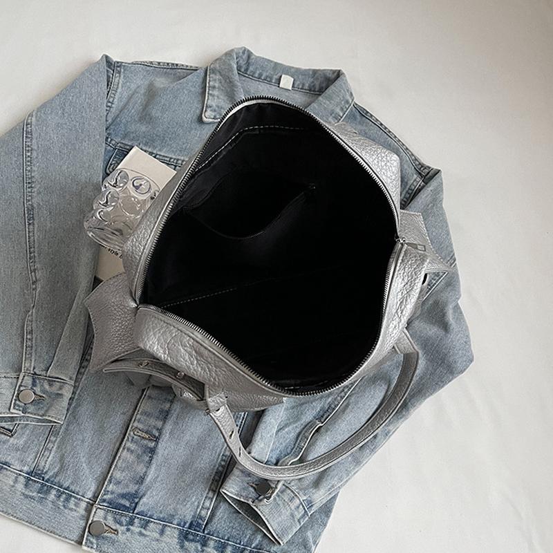 Women PU Leather Shoulder Bag Multi-Pockets Underarm Bag Solid Color Versatile Commuting Handbag Adjustable Strap Tote Bag ARI