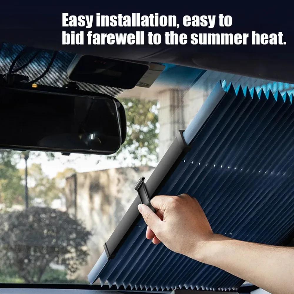 Retractable Car Sun Shades - Accordion Foldable Windshield Sunshade Blocks 99% UV Rays Fits Various Models