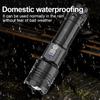 Strong and ultra bright long-range flashlight with adjustable zoom and multiple levels of focus, floodlight, and long-range lase