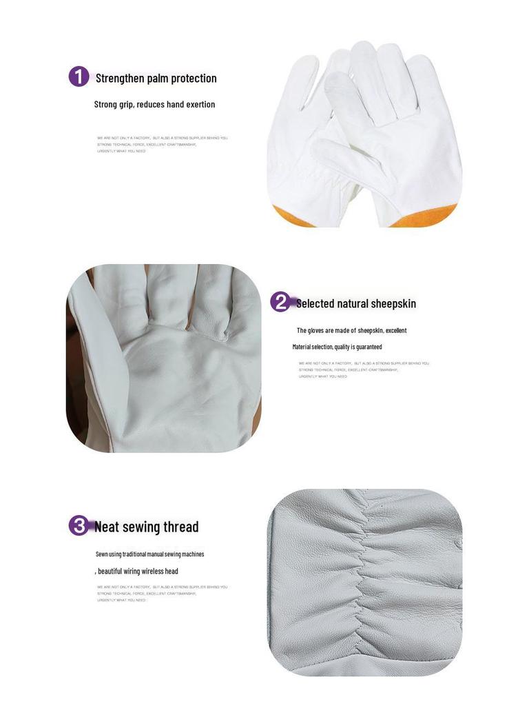 Cowhide Sheepskin Weld & Garden Gloves - Wear & Heat Resistant, Soft Leather Labor Protection