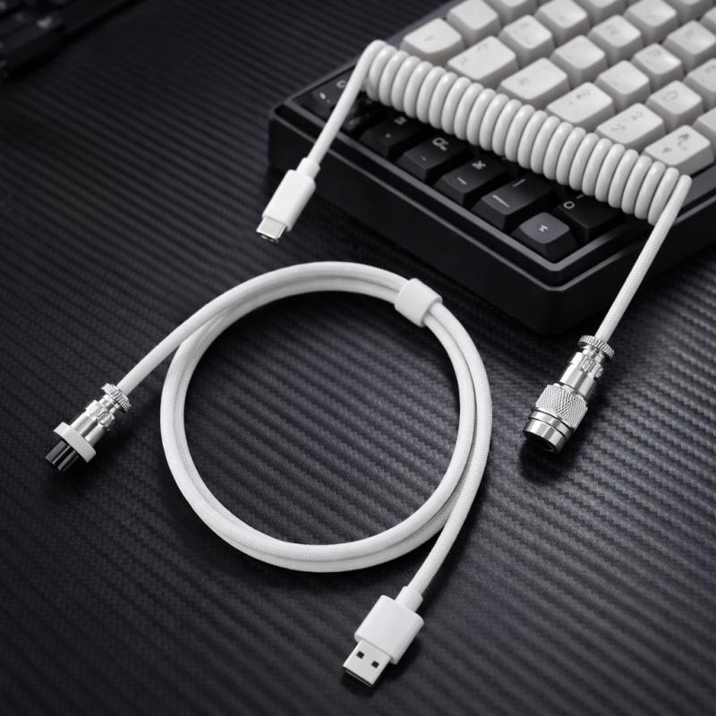 Aviator Coiled Mechanical Keyboard Cable, USB Type C Detachable Aviation Connector for Gaming Desktop PC Custom Keyboards