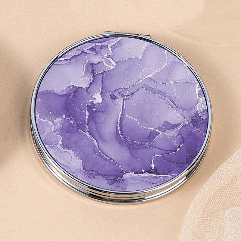 Streifenmuster Vintage Hand Damen Mini Kompakt Make-up Spiegel Tragbar Grün/Lila/Blau Taschenspiegel