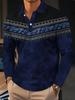 Lightweight Breathable Fashion Long Sleeve Polo Shirt with Stylish Geometric Pattern.