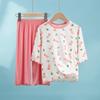 Girls' Modal Summer Pajama Set: Lightweight, Seven-Sleeve Baby Lounge Wear for Air Conditioning.