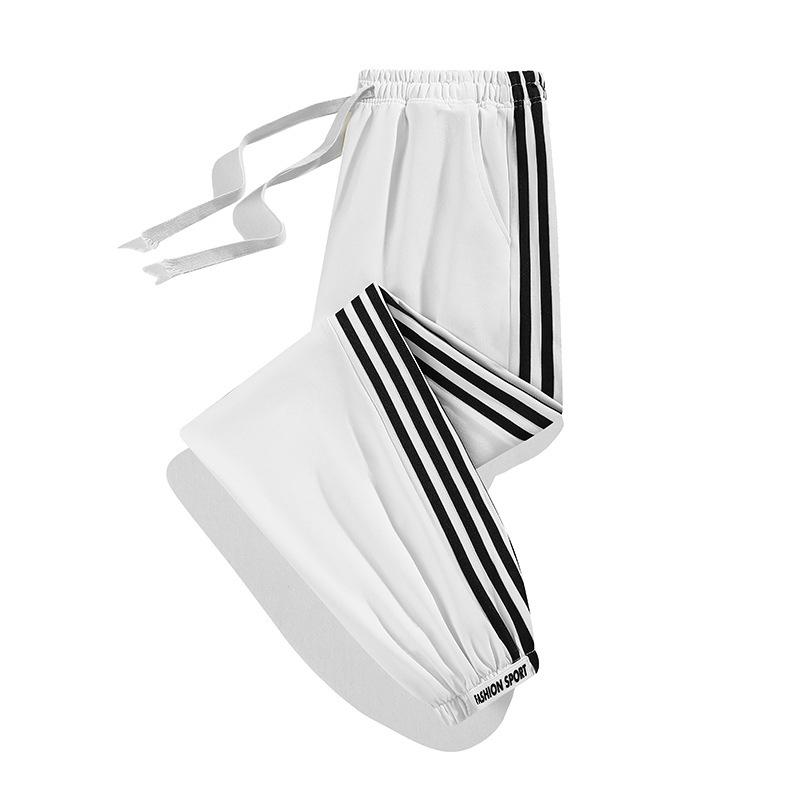 

Новые брюки-султанки с манжетами и лентами: Подростковые повседневные брюки свободного кроя в корейском стиле, укороченные спортивные штаны для весны/осени 3XL белый