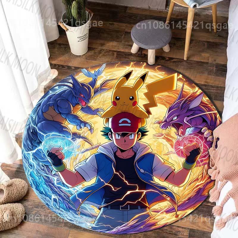 

Multiple Sizes Pokemon Ash Ketchum Print Round Carpet for Living Room Bedroom Table Chair Sofa Home Decor Area Rug Luxury Gift 60cm
