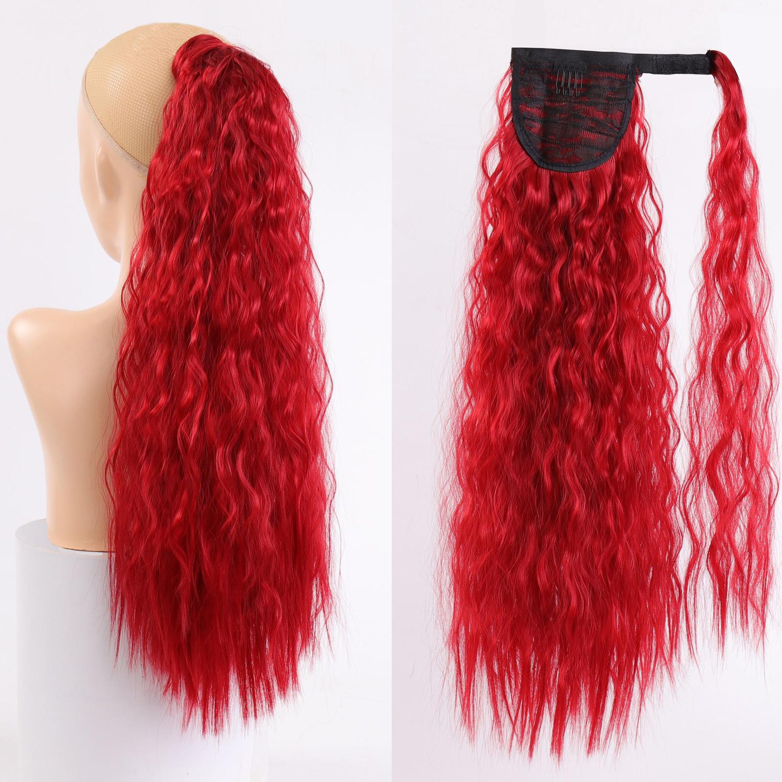 

Длинные вьющиеся синтетические заколки для хвоста на липучке в хвосте, накладные волосы, хвостик, шиньон с заколками для наращивания волос