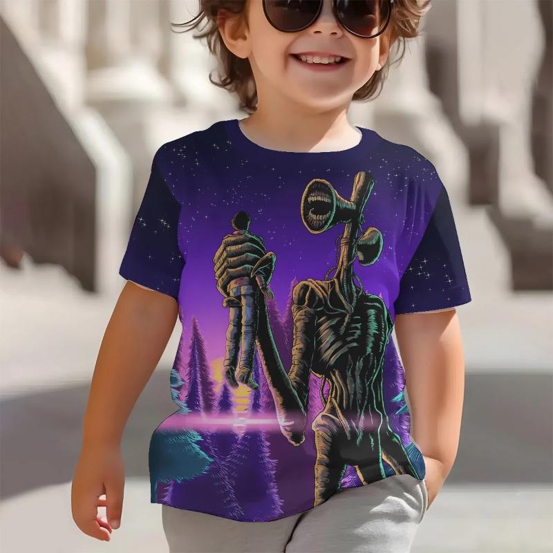 

Детская одежда с 3D-принтом Сиреноголового для детей, мальчиков и девочек, детские футболки и топы 110