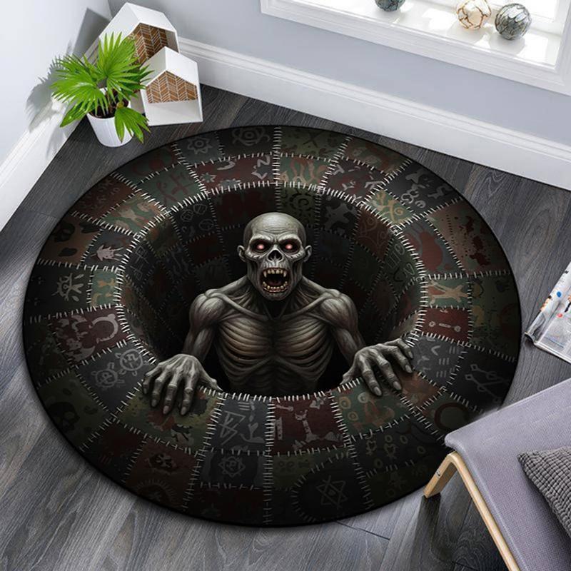 Tappeto Rotondo con Stampa Cartoon, Tappeto per Soggiorno Camera da Letto Divano Sala Giochi Decorazione, Tappetino Antiscivolo