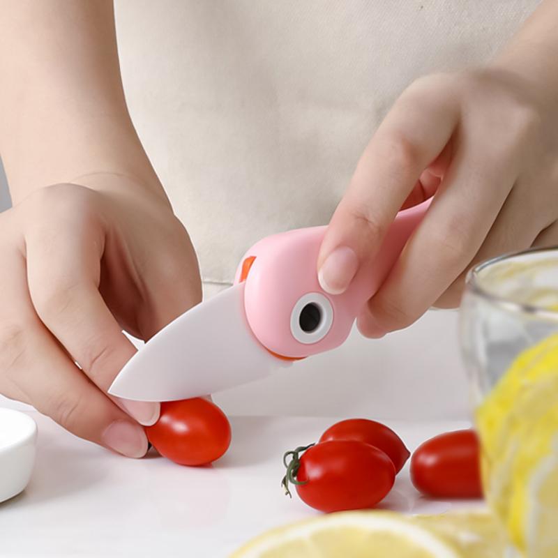 Penguin Creative Cartoon Ceramic Knife Folding Knife Fruit Knife Kitchen Knife Portable  Small Knife Peeling Knife