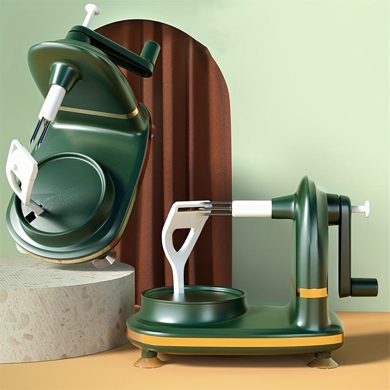 1 pz Sbucciafrutta a manovella - Sbucciamela rotante automatico, Utensile da cucina in plastica resistente con accenti verdi e gialli per sbucciare le mele facilmente