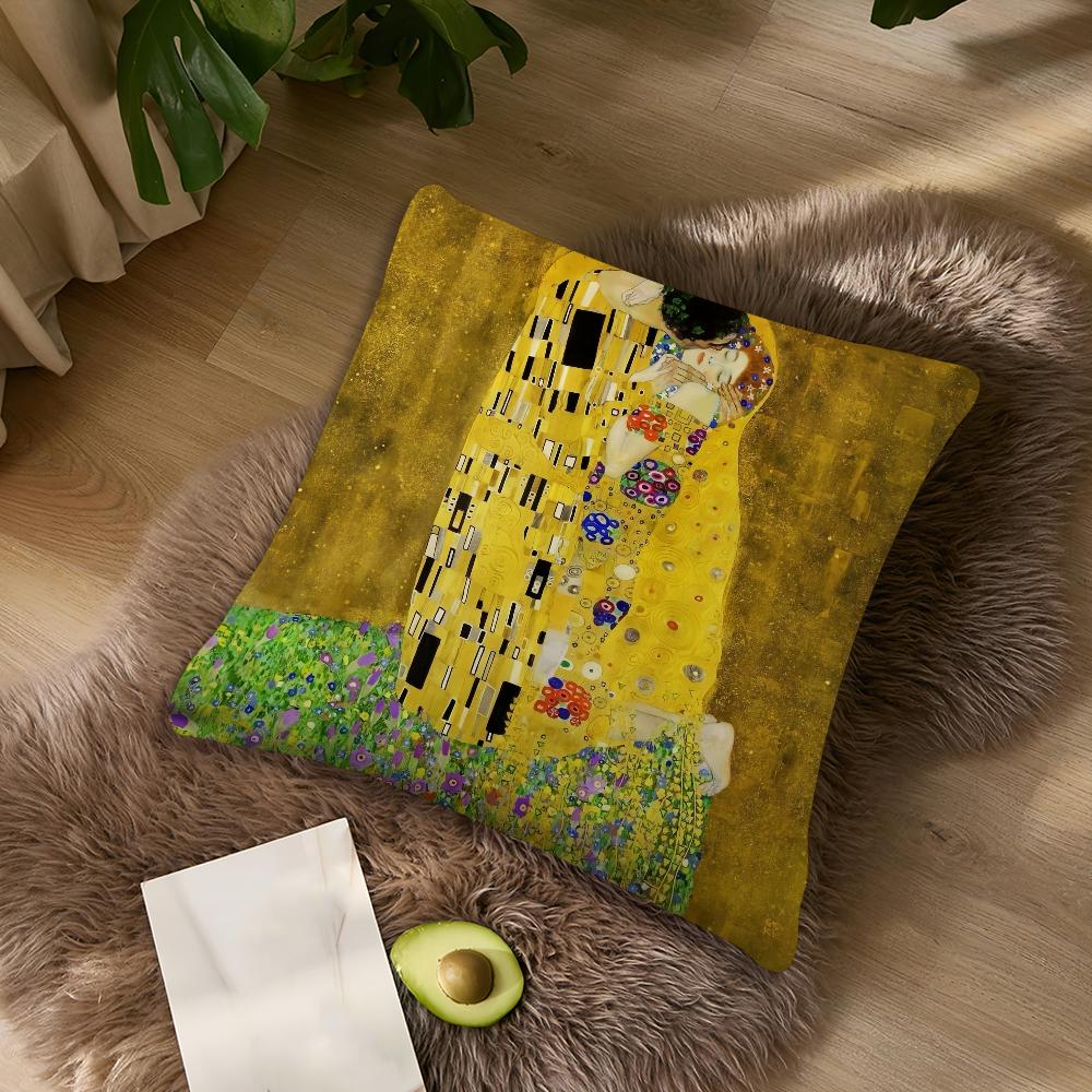 Art Gustav Klimt The Kiss cushion cover For Bedroom Car Coffee Shop Room Soft and Living Room Sofa Decorative Pillow Cover Case