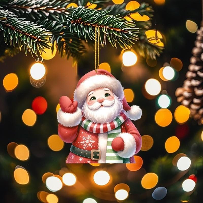 Car Cartoon Acrylic Ornament With Santa Claus Design For Decoration Vehicle