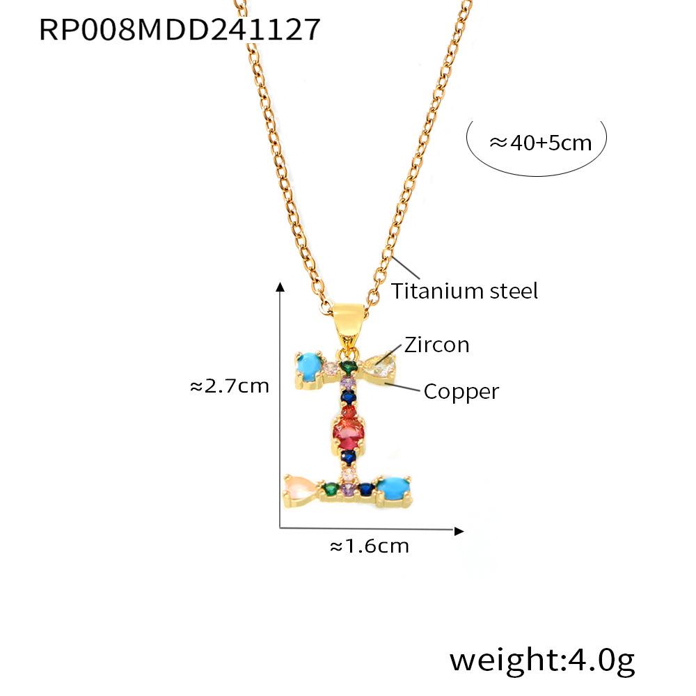Colorful Zircon Alphabet Pendant Necklace - Hip-Hop Style