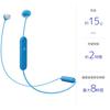Sony Wireless Bluetooth Up to 8 Hours of Continuous with 2018 L WI-C300 Earphones Compatible, Playback, Mic, Model, Blue, WI-C300