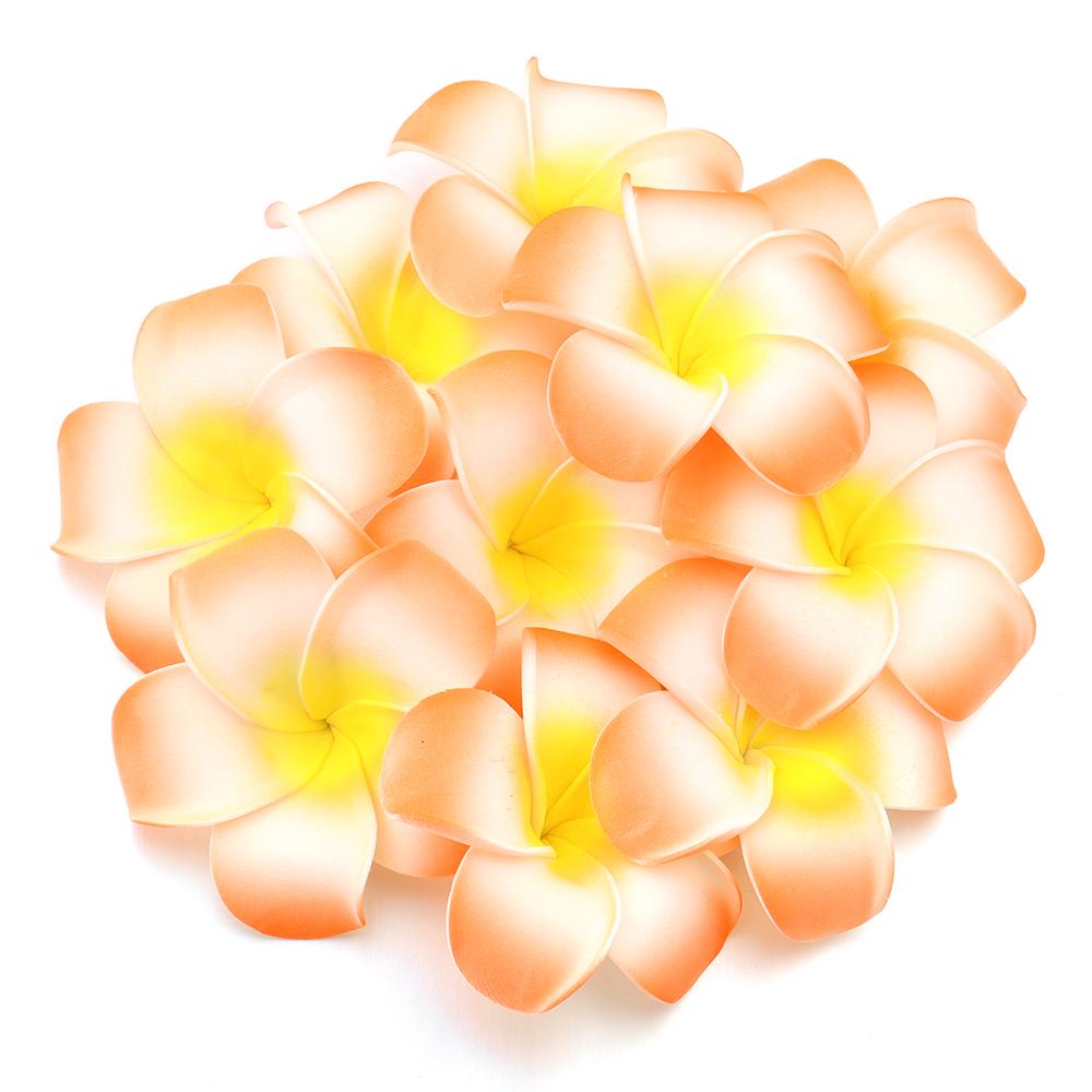 10 Stück Künstliche Blumenköpfe Hawaiianische Strand-Schaumstoff-Frangipani-Blumen DIY-Geschenke Kopfschmuck Haarnadeln Kranz für Hochzeitsfeier-Dekoration