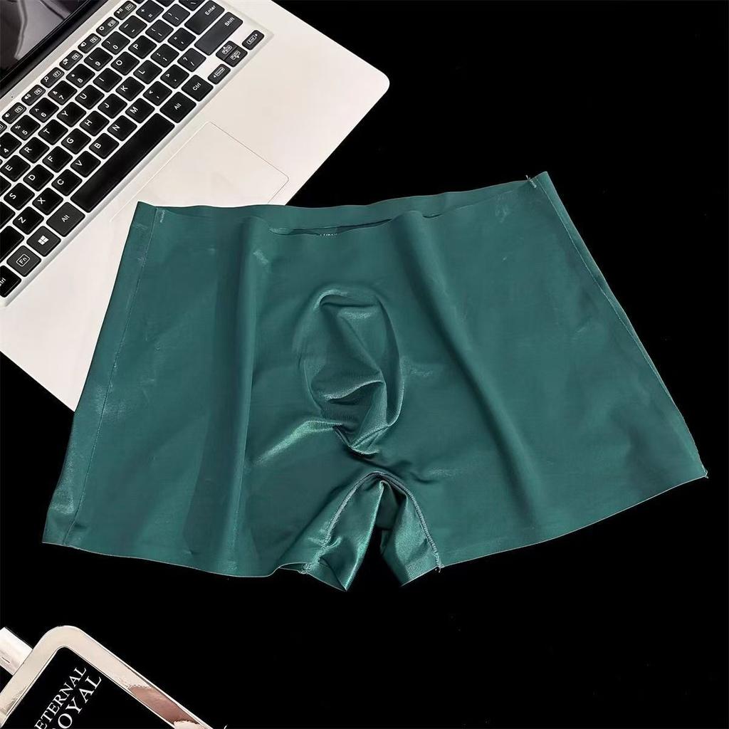 Pearlescent Satin Silky Panties Men'S Ice Silk Seemless One-Piece Underwear U Convex Underpant Transparent Slim Fit Boxer Shorts
