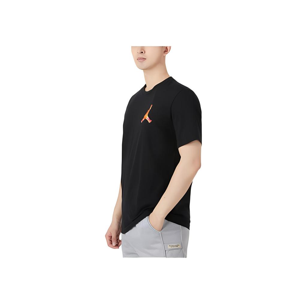 Jordan Printed Logo Solid Color Crew Neck T-Shirt Men Tops Black DH8967-010