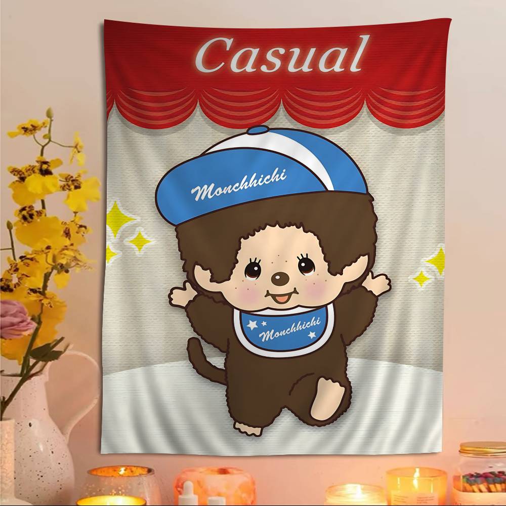 Cute Mmonchhichiss Anime Tapestry Hippie Flower Wall Carpets Dorm Decor Cheap Hippie Wall Hanging