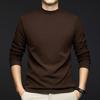 Herren German Velvet Unterhemd, Herbst und Winter Mittelgrün Mode Lässig Halbrollkragen Warmes T-Shirt Pullover