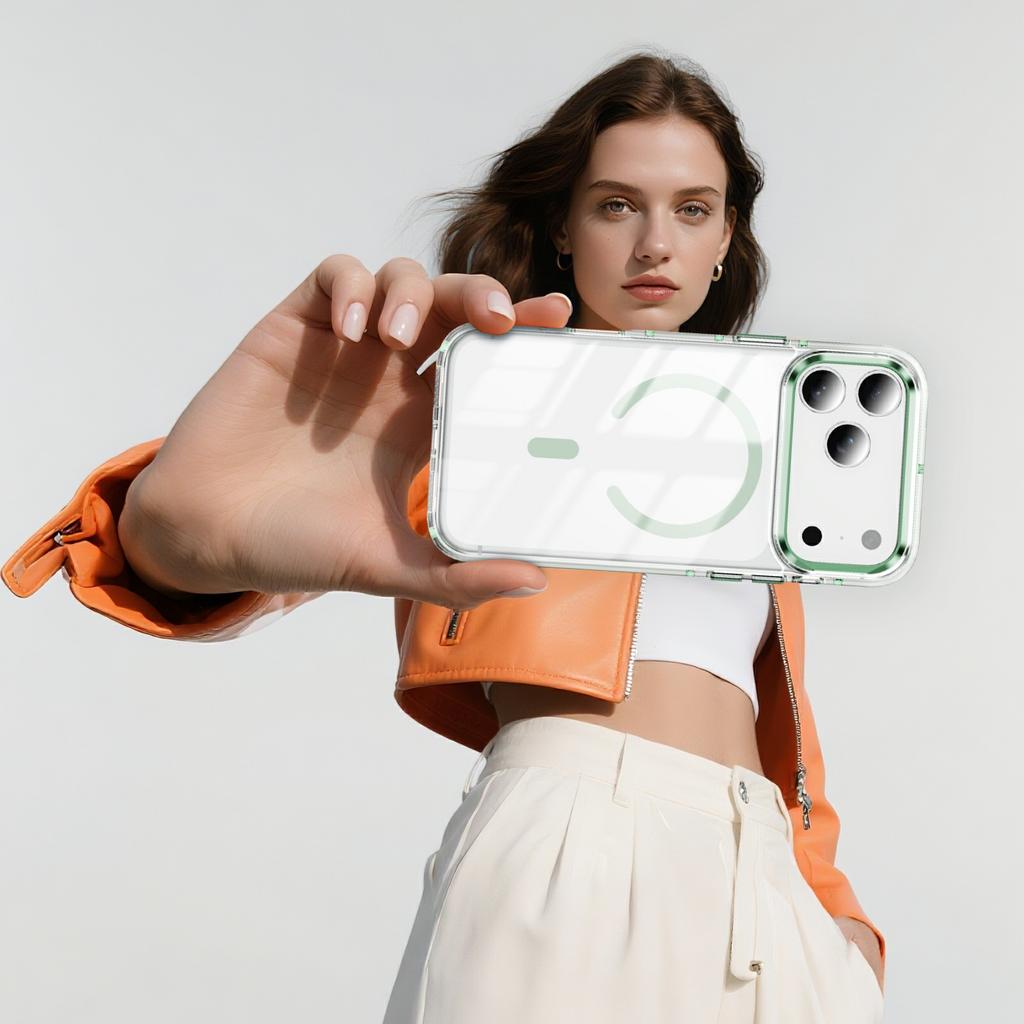 For iPhone 17 Pro Case Compatible with MagSafe TPU PC Acrylic Shockproof Clear Phone Back Cover